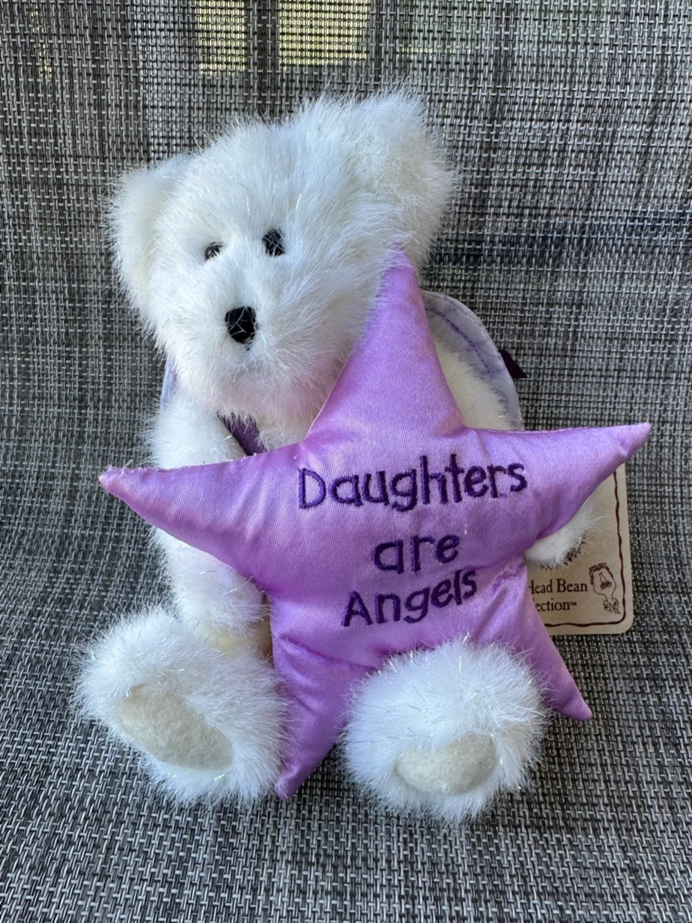Boyds Bears White Plush Bear with Purple Star "Daughters are Angels"